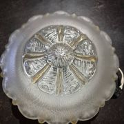 Wall ceiling lamp ø 21 cm frosted and amber glass 1960s moulded