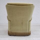 Danish velour armchair, original condition, beech wood, 80s