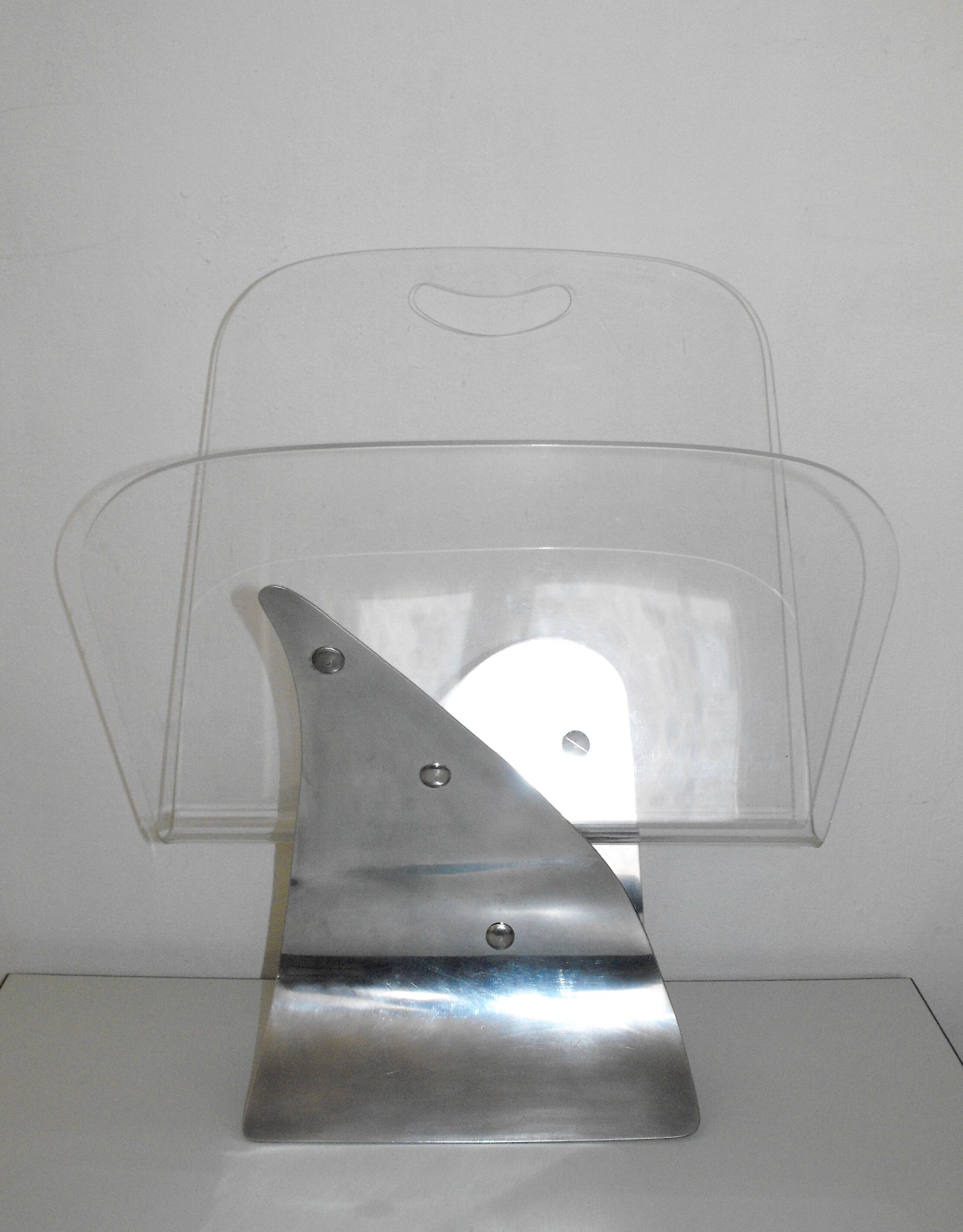 70s review holder in aluminum and plexiglas