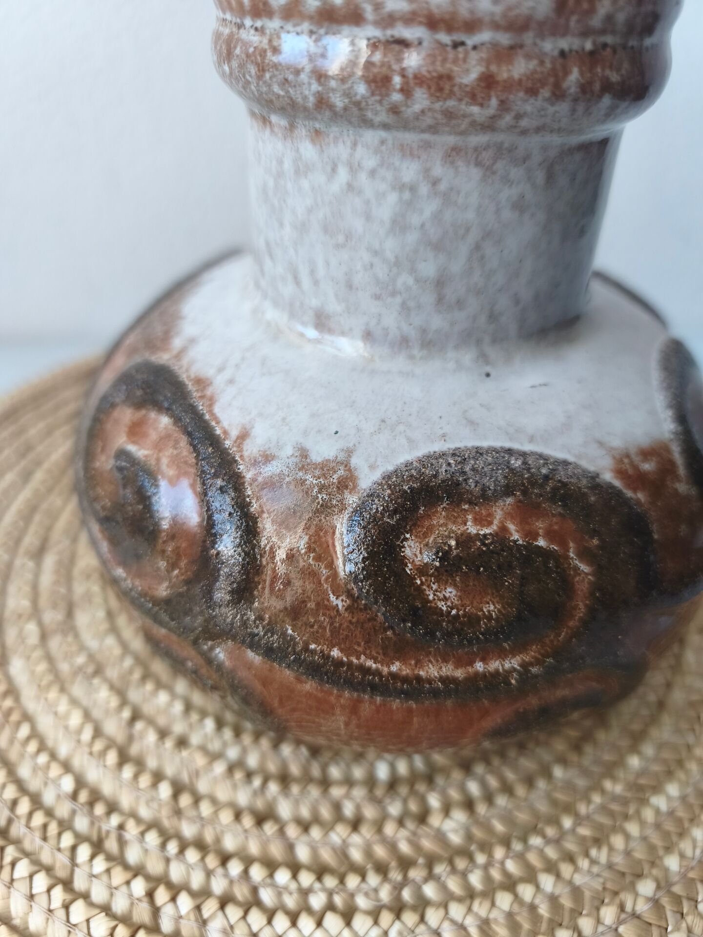 Vintage Strehla round vase, ceramic, East Germany, 1960s/70s