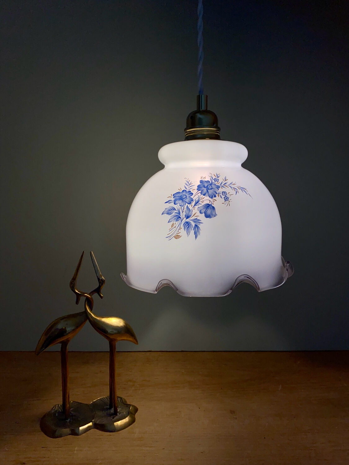 Vintage opaline lampshade pendant