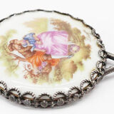 Ancien miroir de poche en porcelaine