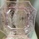 Octagonal plate pink glass portieux decor foliage decor pearl