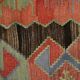 4x6 Red & Green Geometric Persian Kilim Rug, 132x194Cm