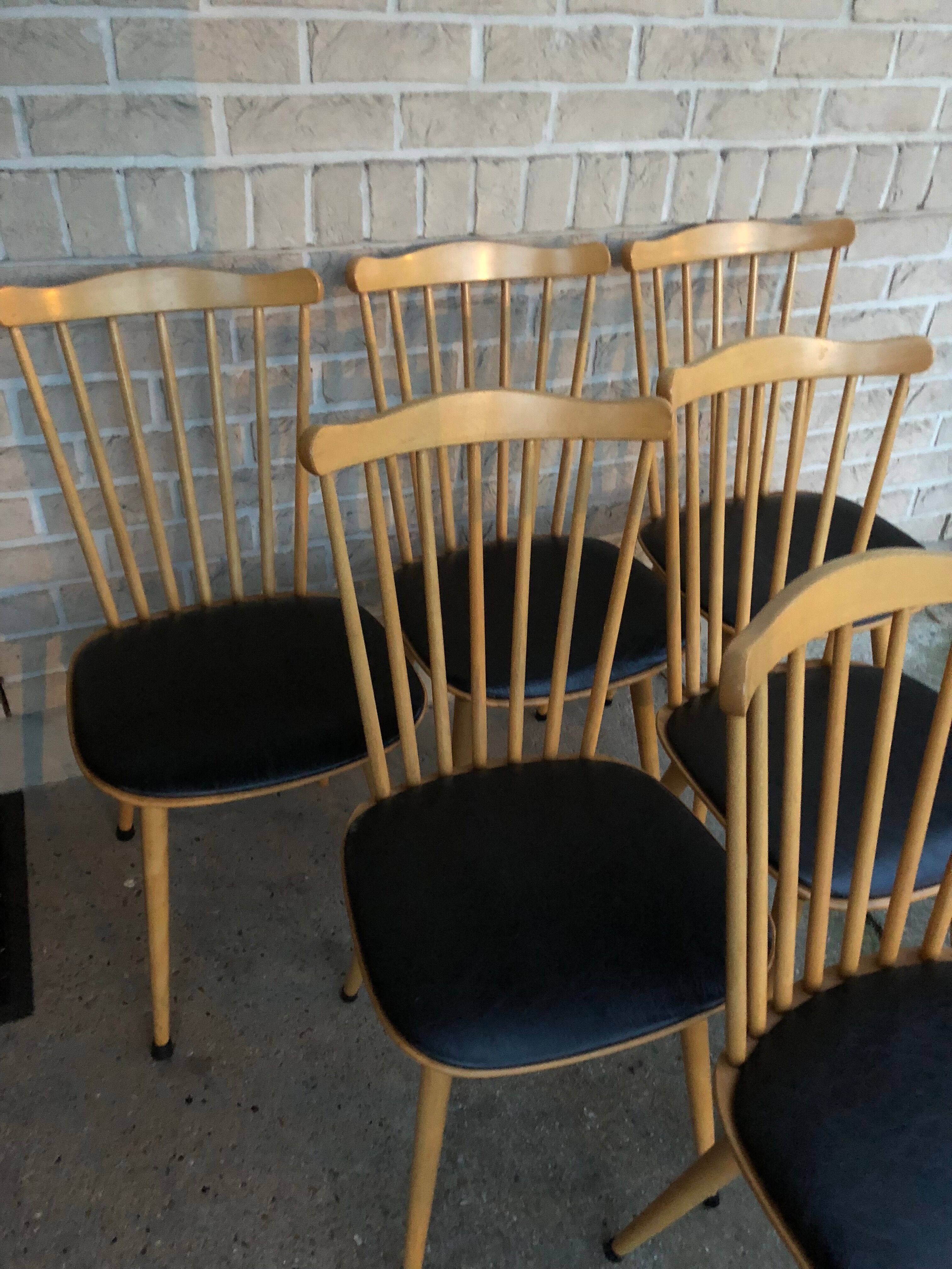 Set of 6 Baumann sitting minuet leather chair