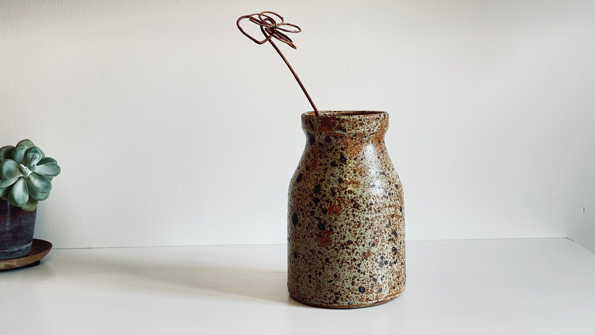 Vintage pyrite stoneware vase