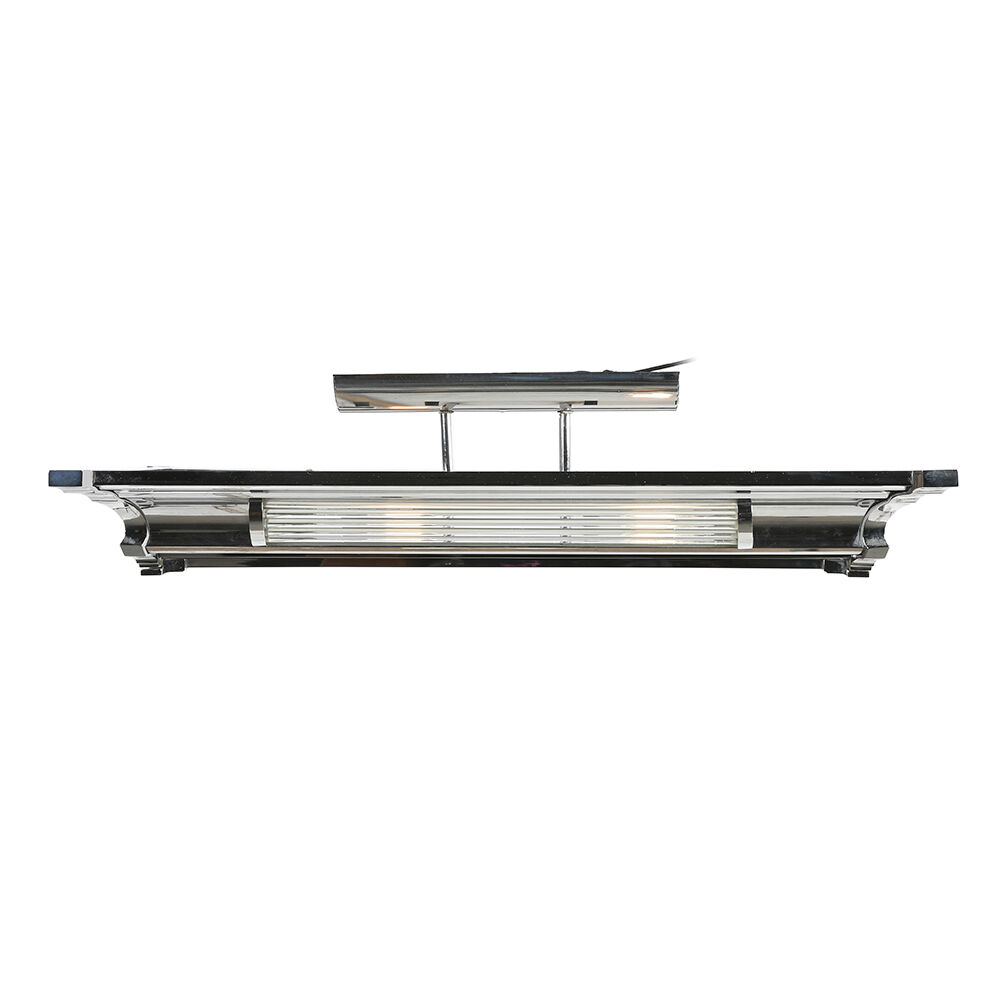 Art Deco ceiling lamp in chromed bronze and molded glass