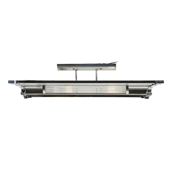 Plafonnier art déco en bronze chromé et verre moulé