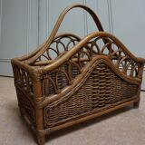 Mid-century italian french riviera bamboo & rattan magazine rack, 1960s