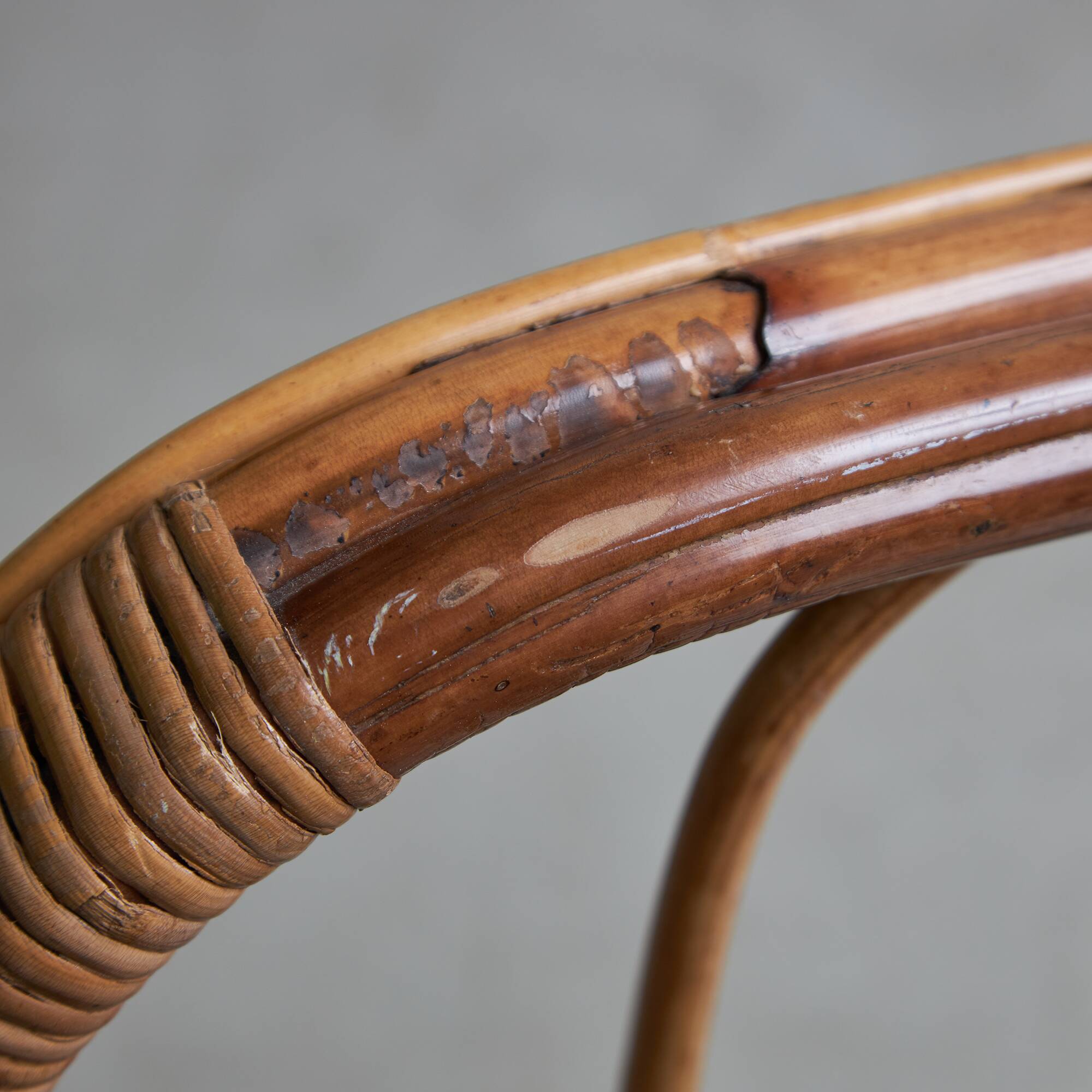 Italian Cane Garden Armchair, 1970s