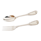 Silver cutlery, 1 fork and 1 spoon, Orfévrerie Saint Médard