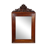 19th-century carved mahogany mirror – Leaf decoration – Napoleonic III period