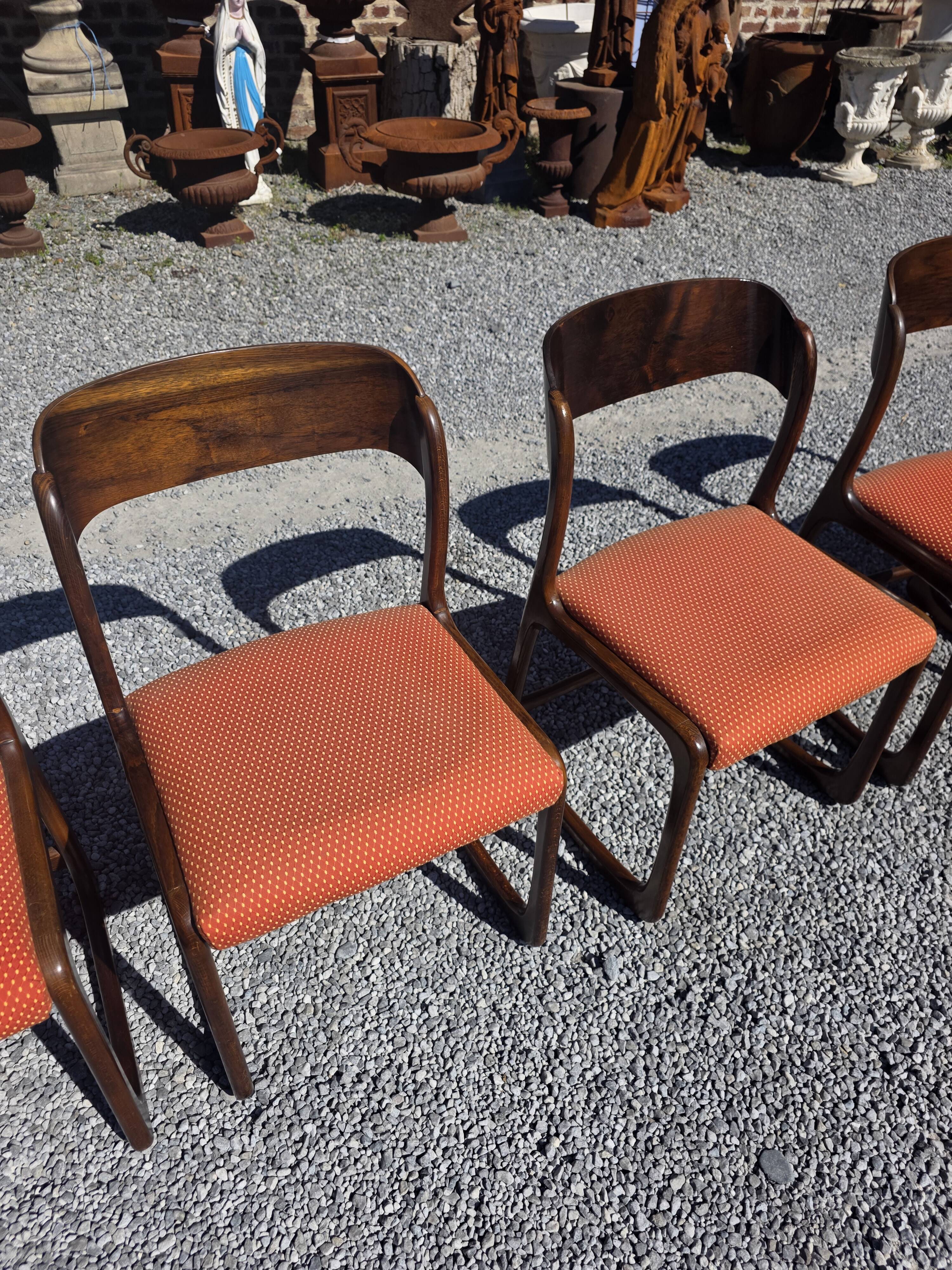 6 Baumann sled chairs in rosewood from the 1960s.