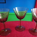 Lot de 7 verres à pied à cherry anciens en cristal soufflé