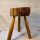 Brutalist tripod stool - French popular craftsmanship from the 20th century