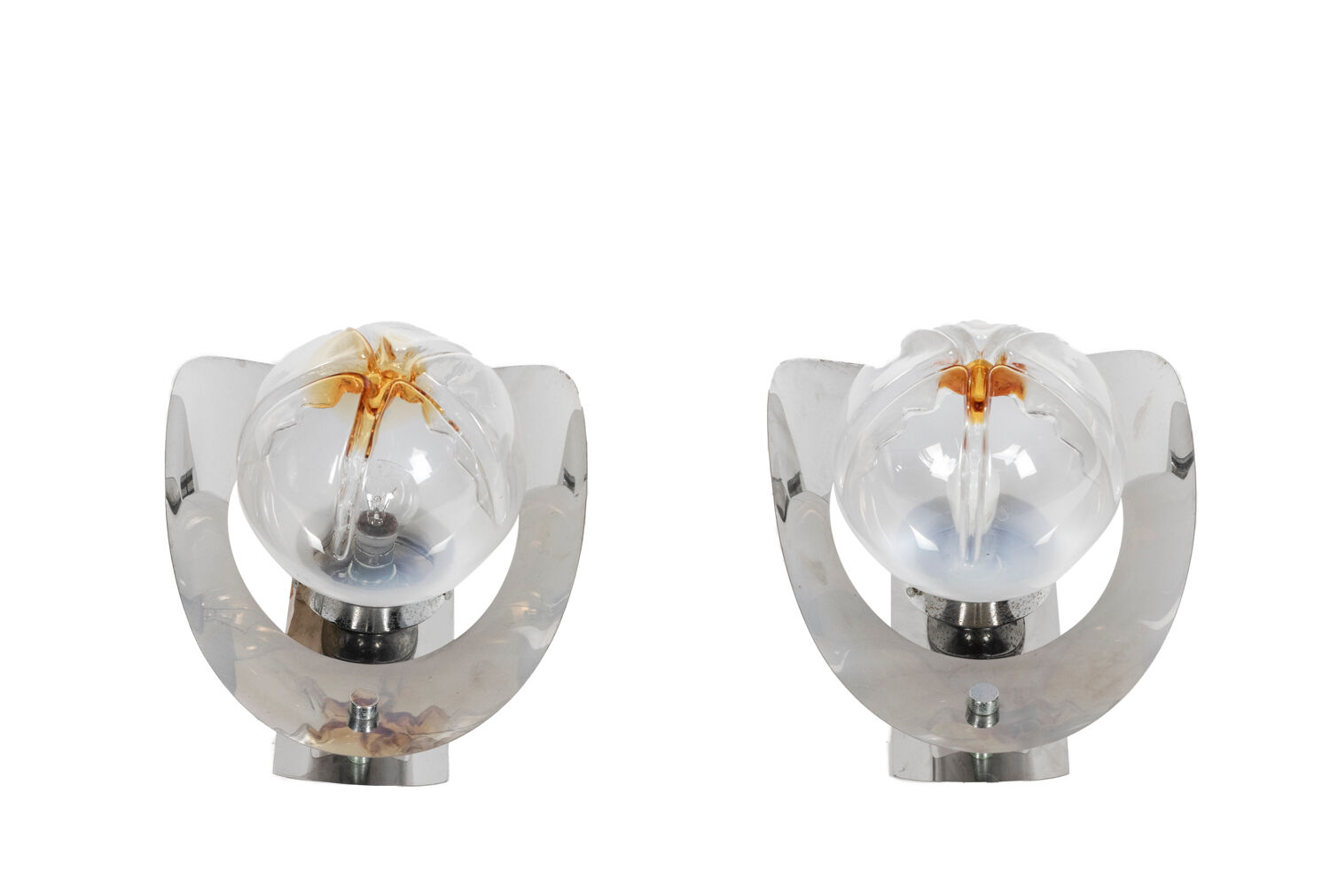Mazzega, Pair of Murano glass sconces, 1970s