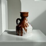 Small white and brown vase or pitcher West Germany H:15cm D:10.5cm