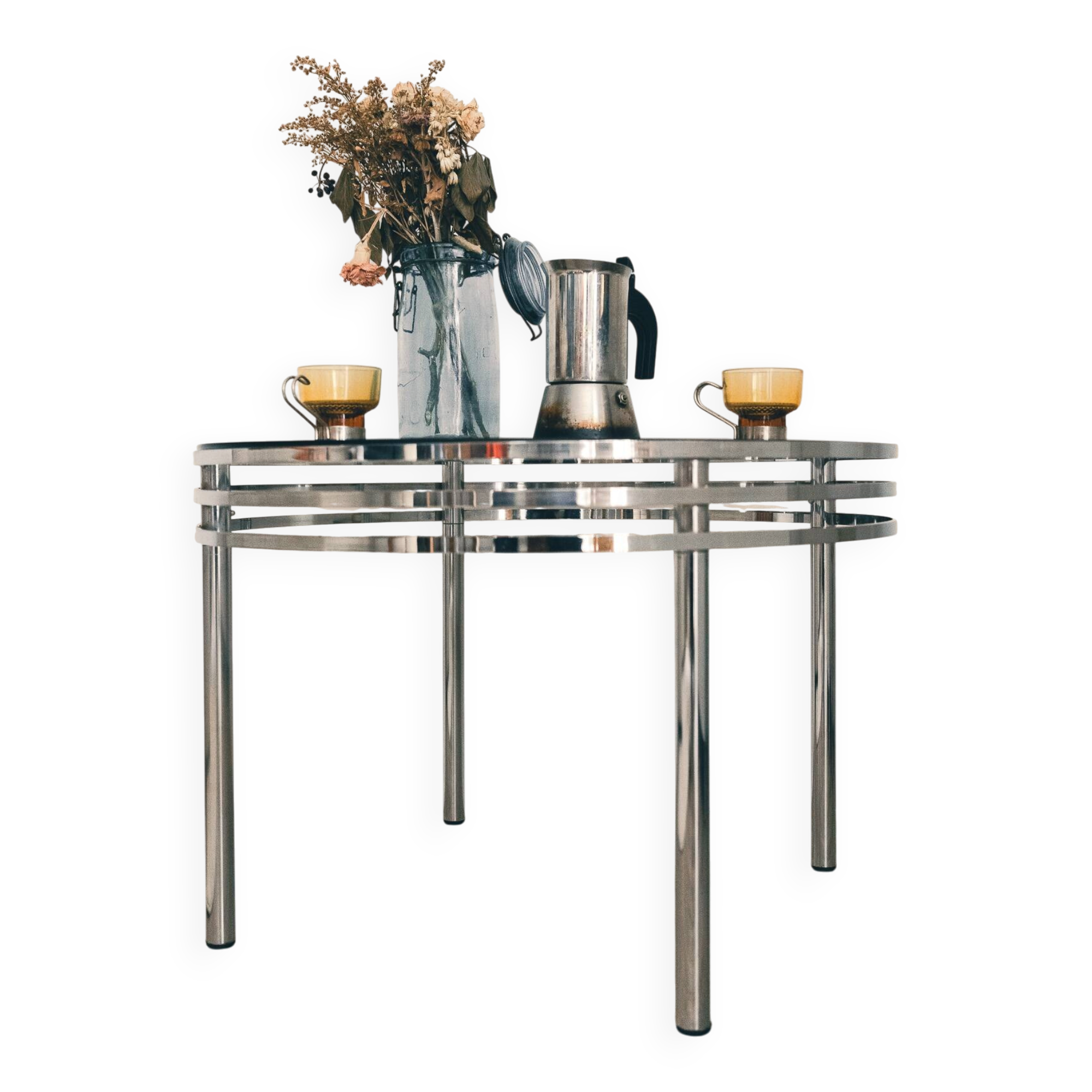 Vintage 70s chrome coffee table