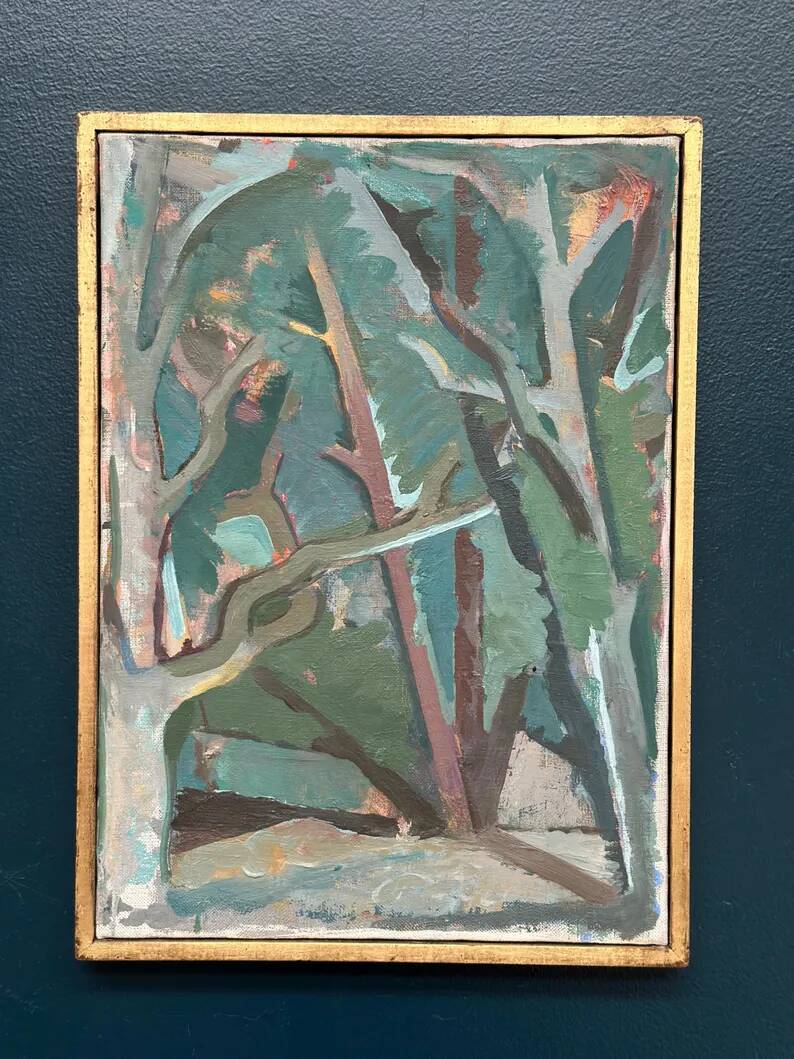 Original Swedish Oil on Canvas – “Forest” by Thure Lindskoog – Signed – Vintage & Framed – 44 × 32 cm (17.3" × 12.6")
