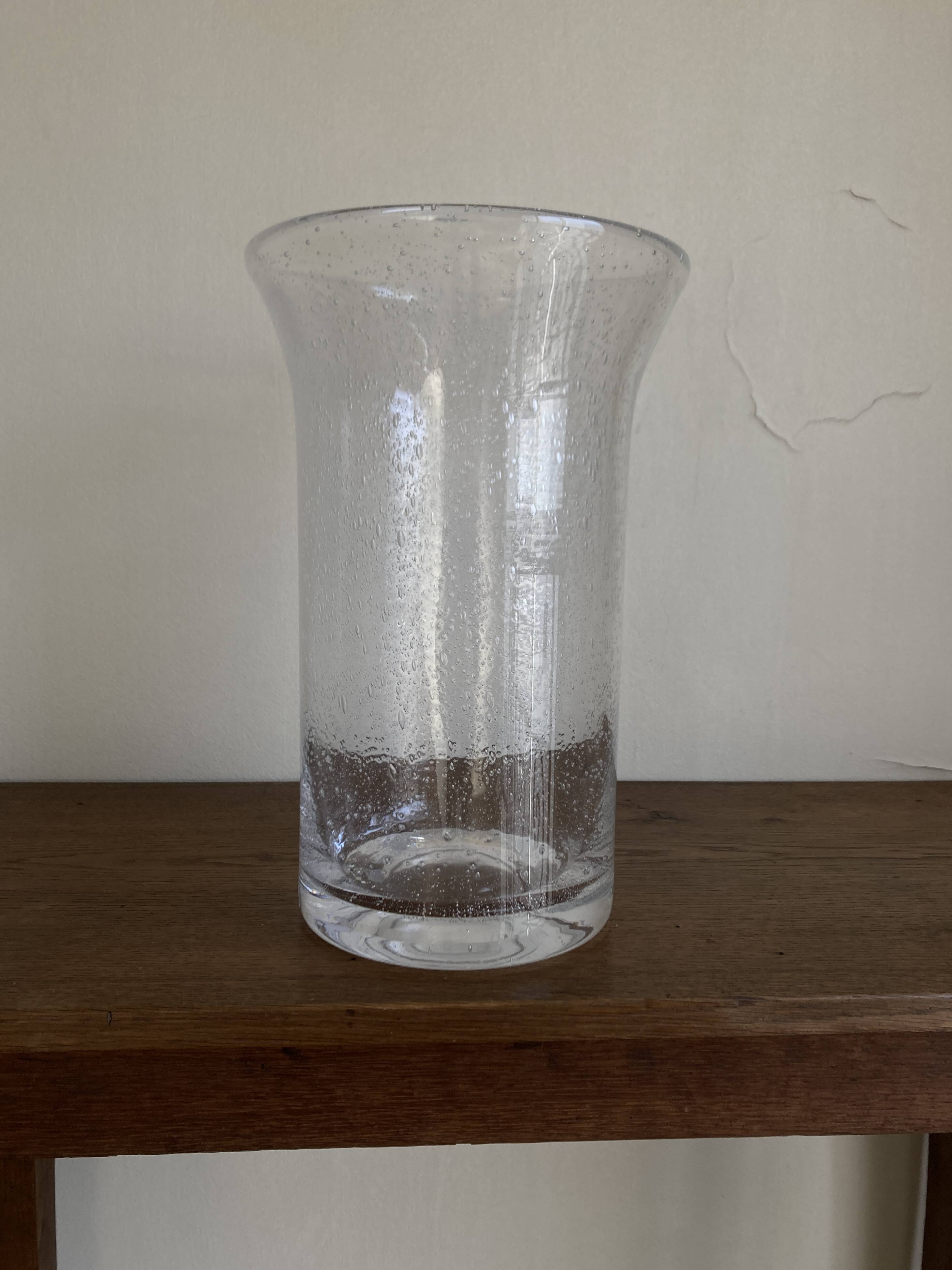 1970 XXXL vase in solid bubbled glass H33cm