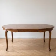 Round extendable dining table in Louis XV style made of wood.