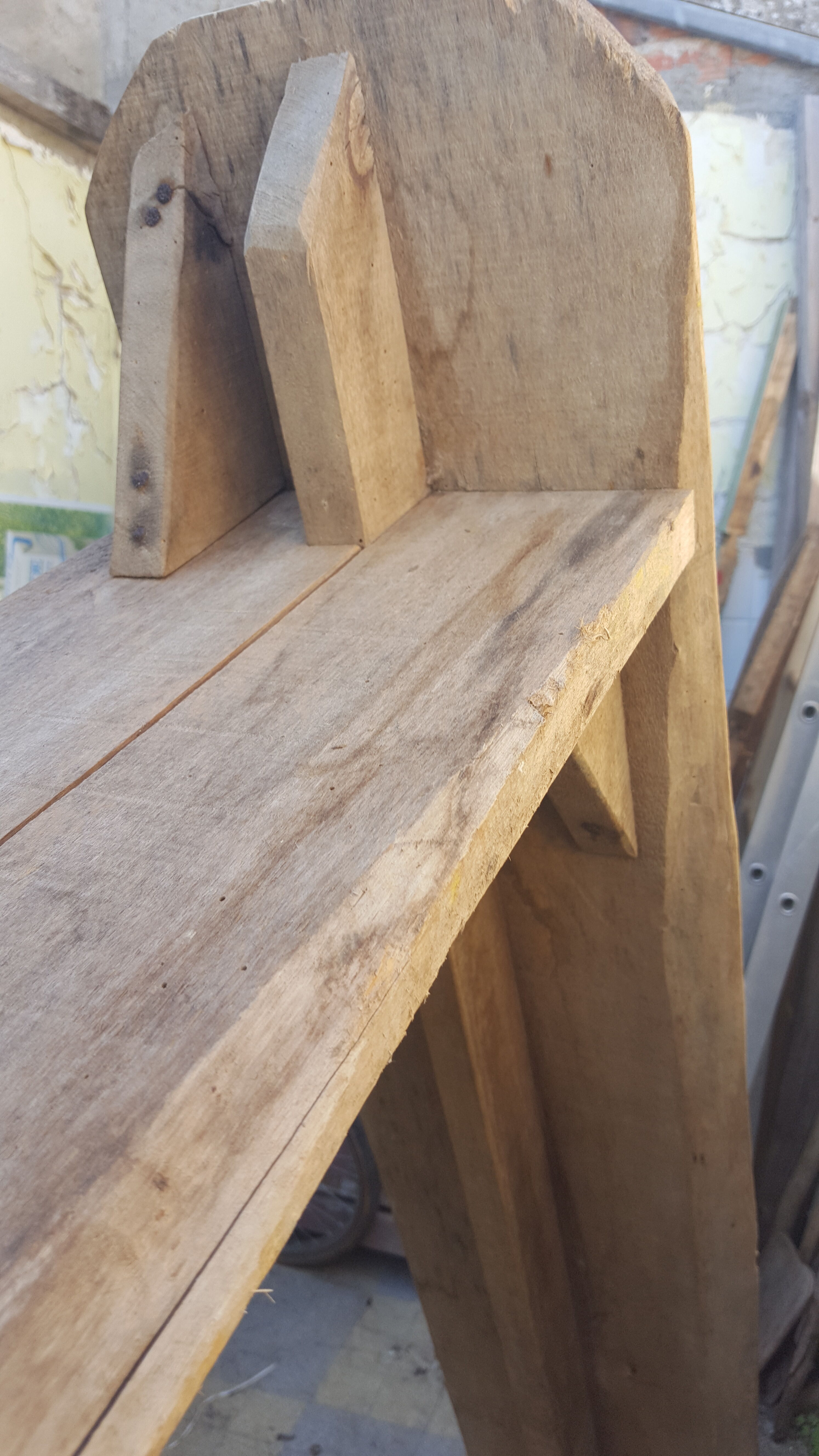 Raw light wood bench