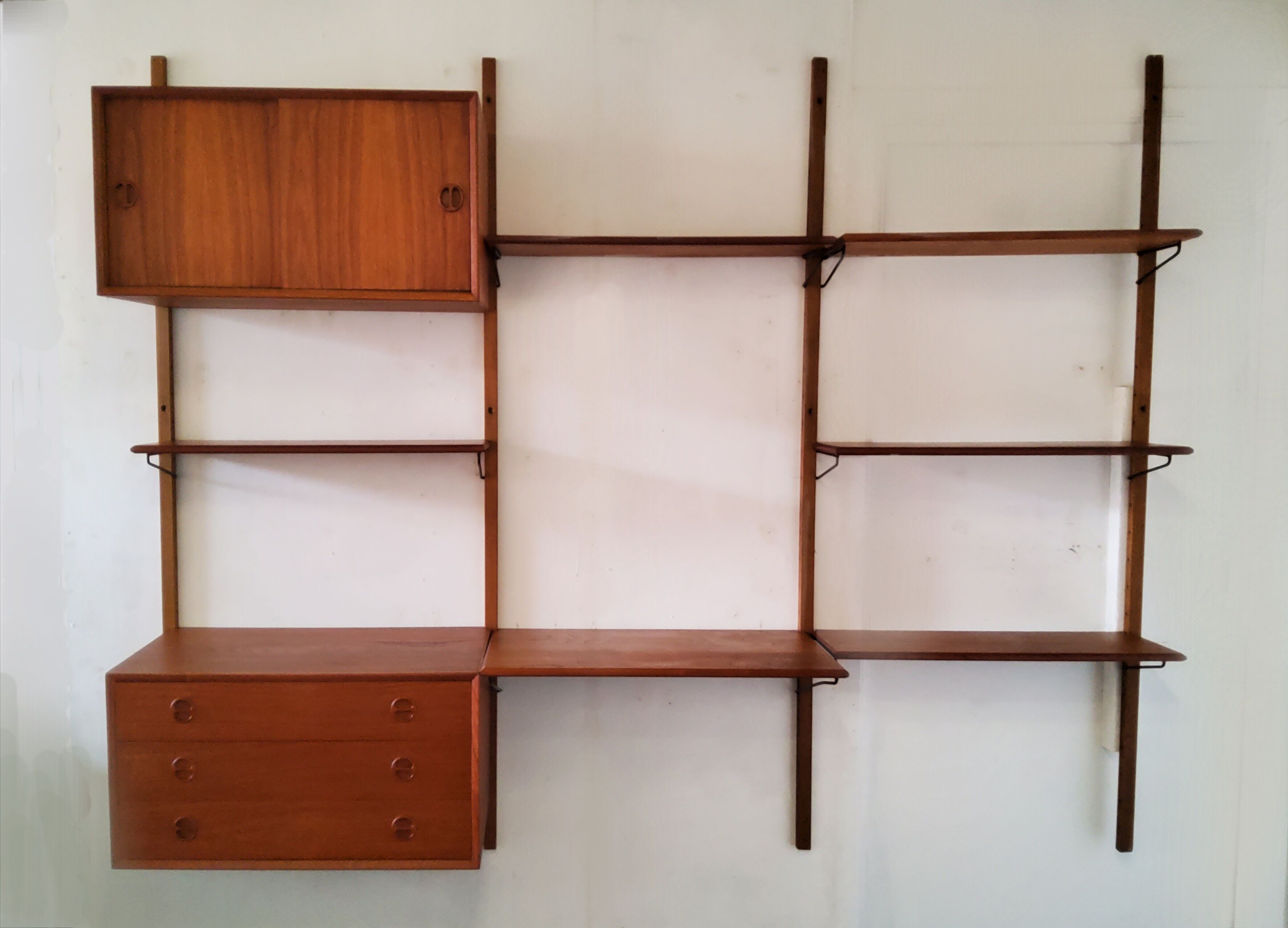 Danish vintage modular wall shelf, 1960