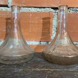 Pair of Vintage Moulded Glass Wine Decanters
