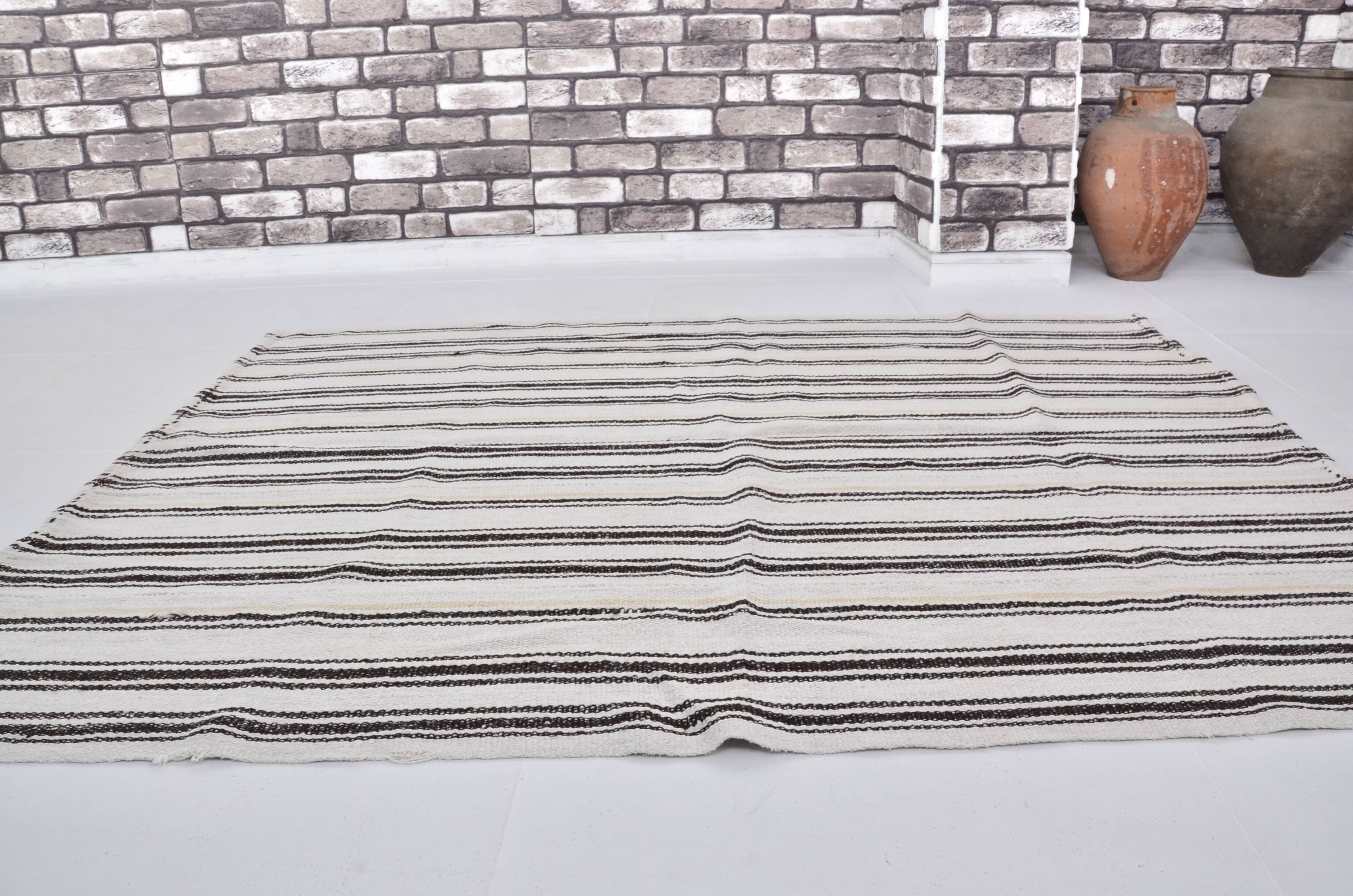 Turkish Handwoven Stripe Hemp Kilim sku 3654