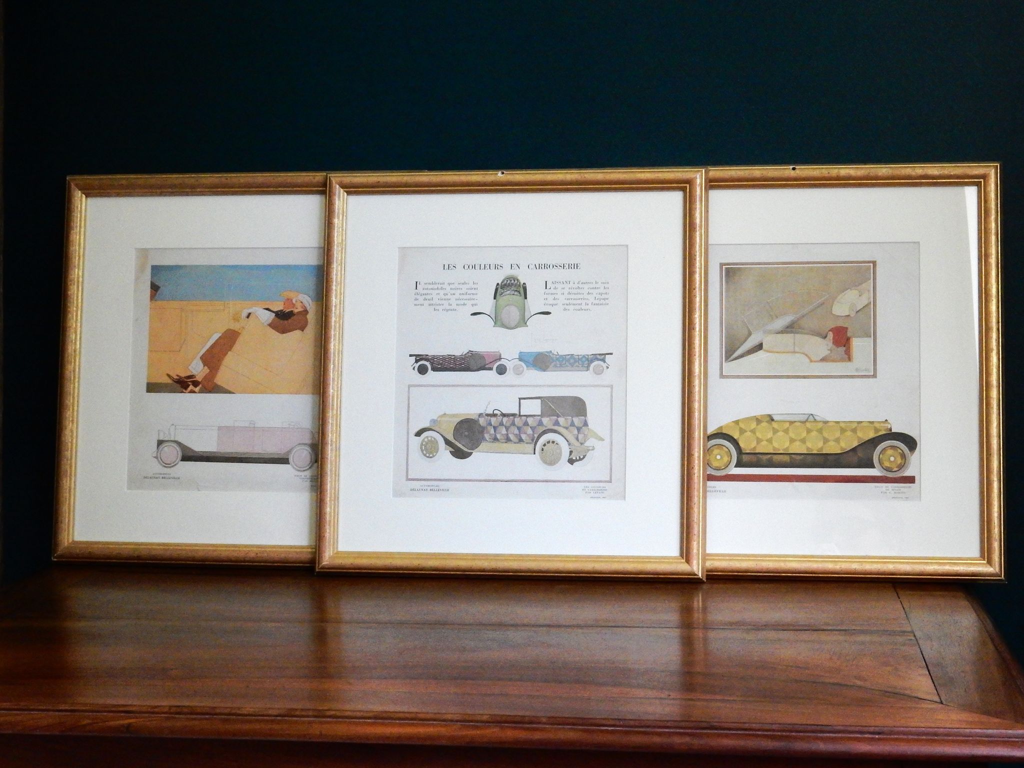 Art Deco illustration luxury car Delaunay Belleville by Charles Martin in 1924