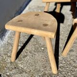 Set of 3 mountain-style half-moon tripod stools