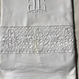 JC embroidered single sheet with crocheted lace