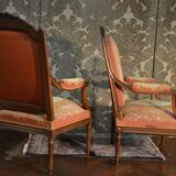 Pair of Louis XVI Style Armchairs in Walnut