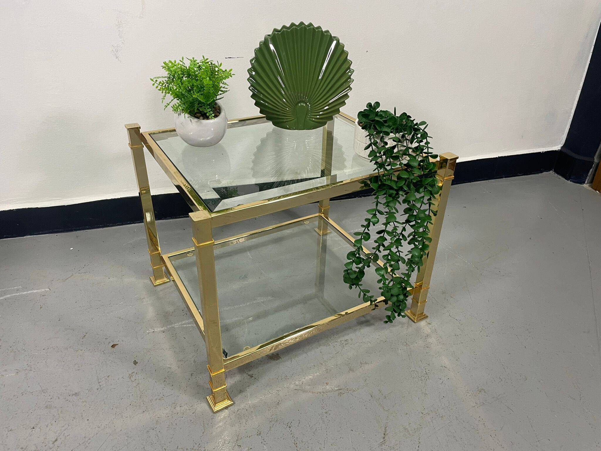 Vintage two-tier glass coffee table