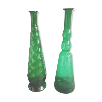 Lot of 2 green bottles