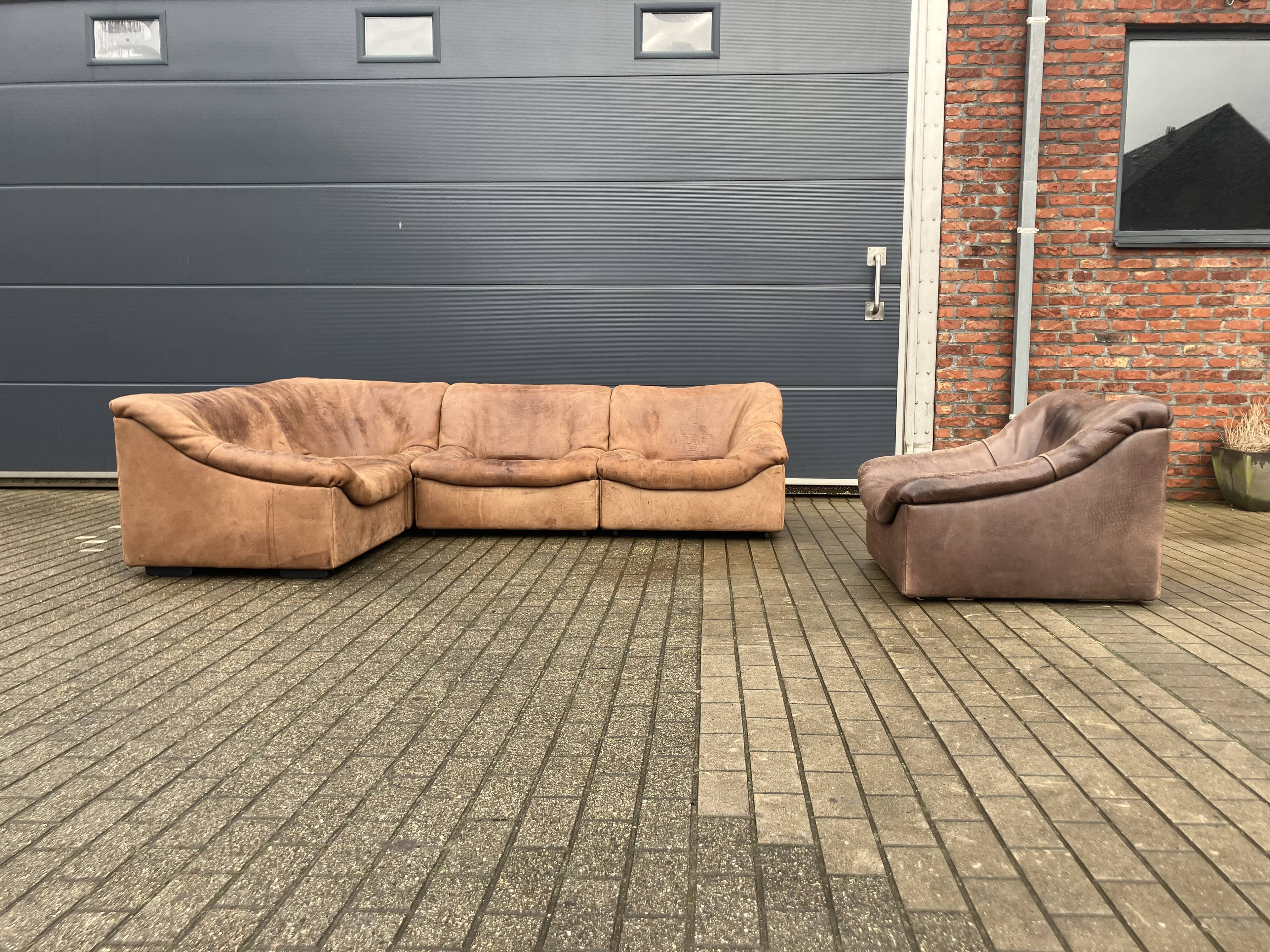 De Sede Ds46 Modulair 5mm Buffel leather NECK Cognac Bruin