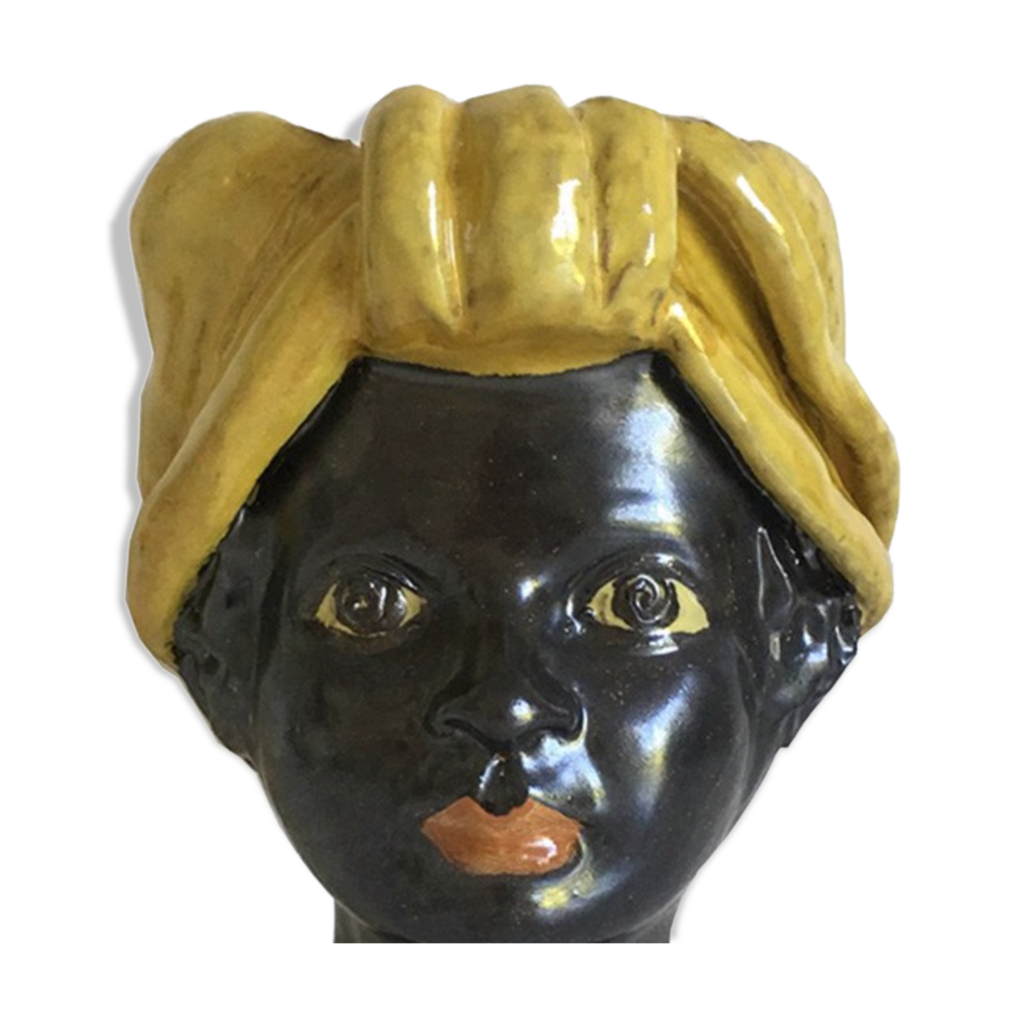 Mini yellow woman head vase
