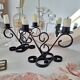 Vintage black wrought iron candlestick