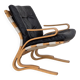 1970s, Norwegian design, armchair model "Kengu", leather, bent wood.