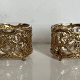 Paire de salerons/salières Emile PUIFORCAT 19e siècle en vermeil ajouré