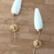 Pair of sconces in brass and opaline 1960