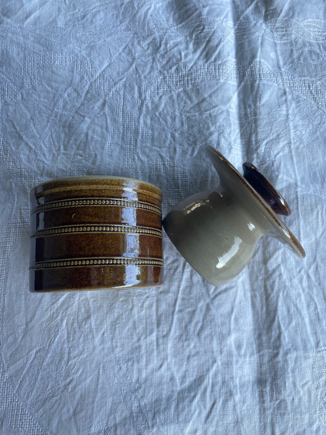 Vintage grès du berry butter dish