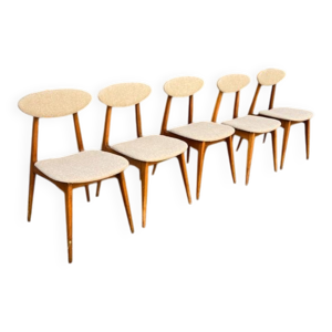 (Lot) Suite de 5 Chaises - pied compas