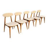 (Set) Suite of 5 Restored Vintage Compass Leg Chairs