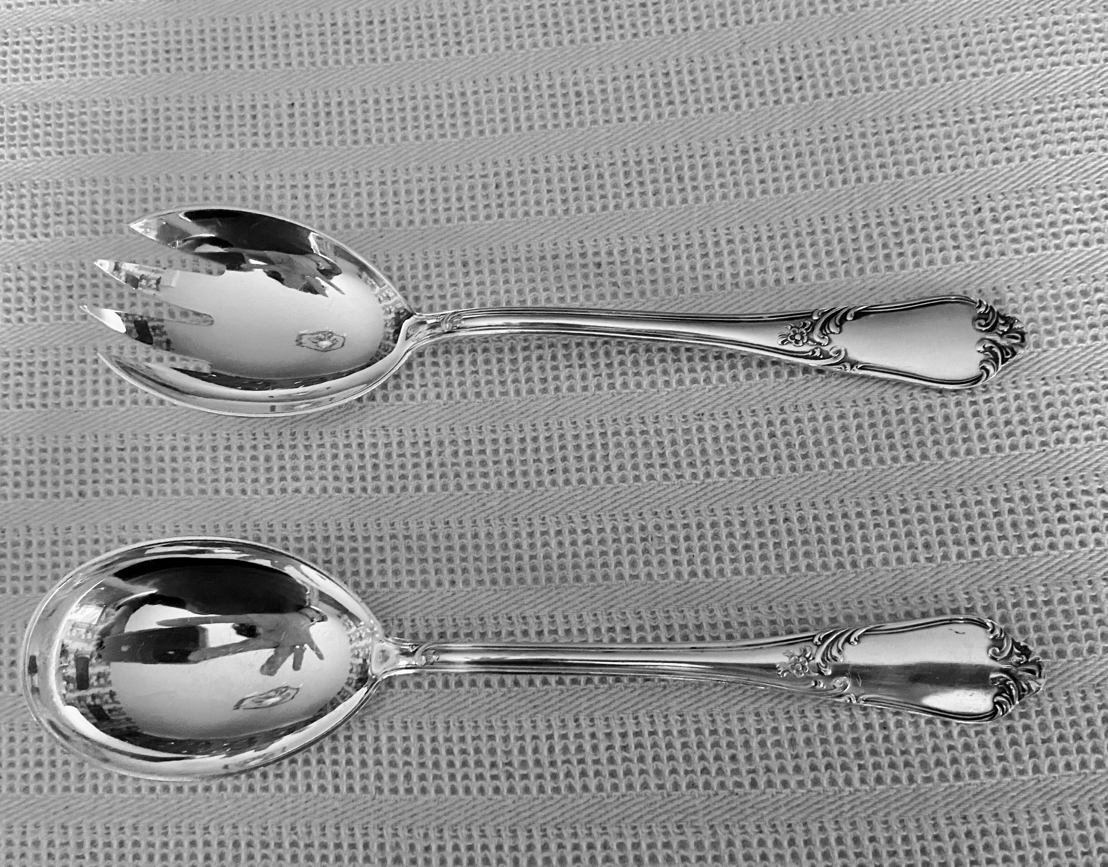 Silver metal salad servers