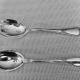 Silver metal salad servers