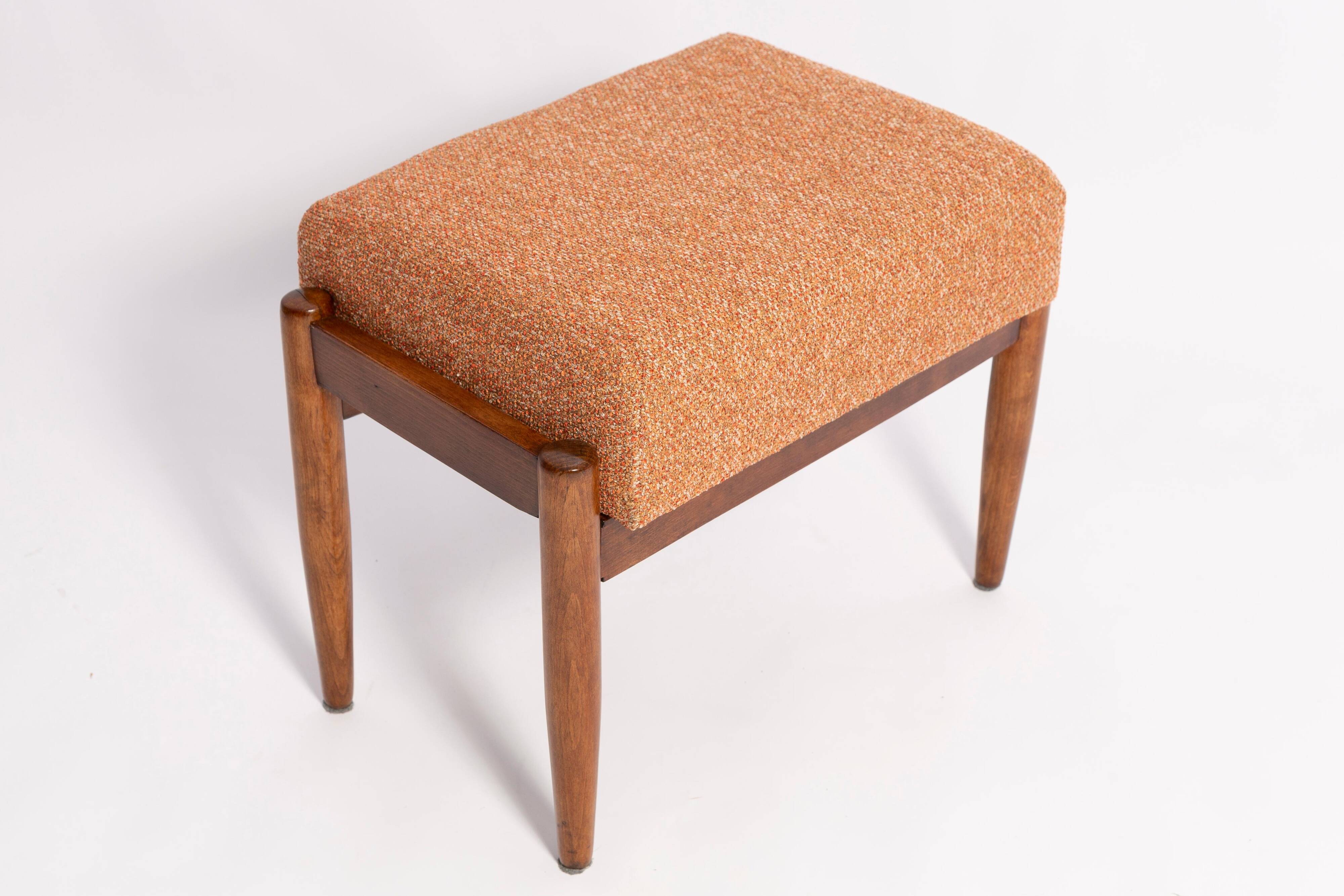 Vintage orange mélange footstool pair from the 20th century, Edmund Homa, 1960s.