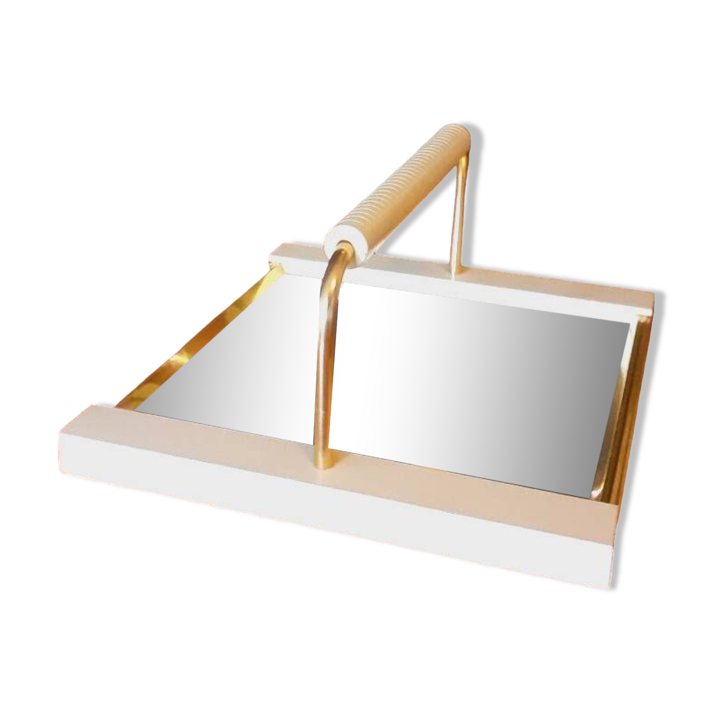 Plateau vintage année 50 en bois laqué et métal doré