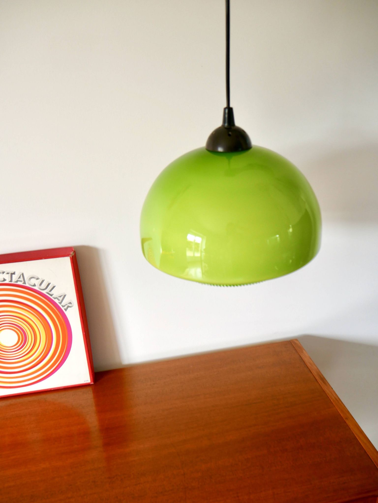 Suspension in green opaline mushroom design 60s-70s