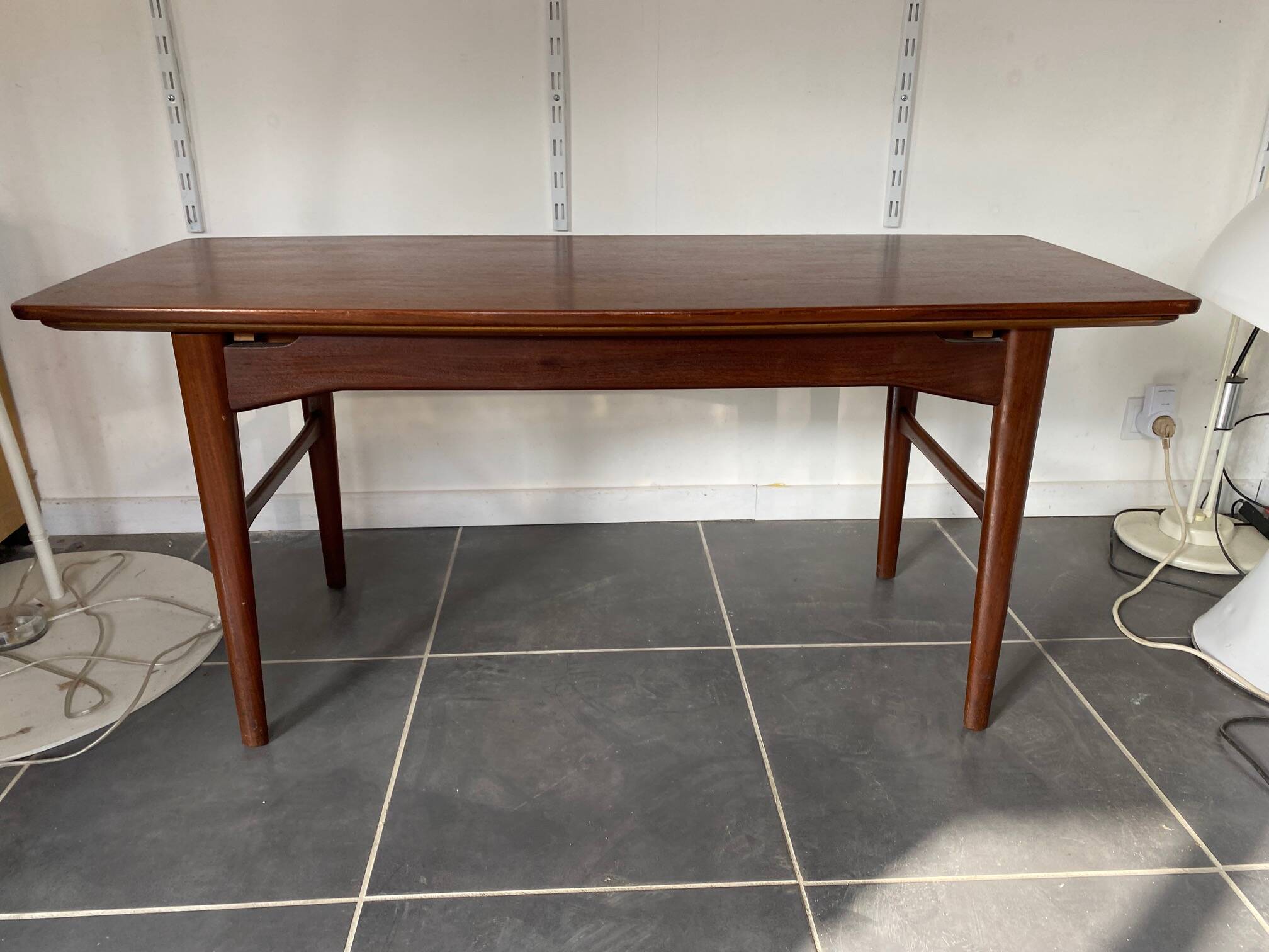 Convertible coffee table by Niels Bach extendable and liftable Scandinavian Danish vintage teak an60